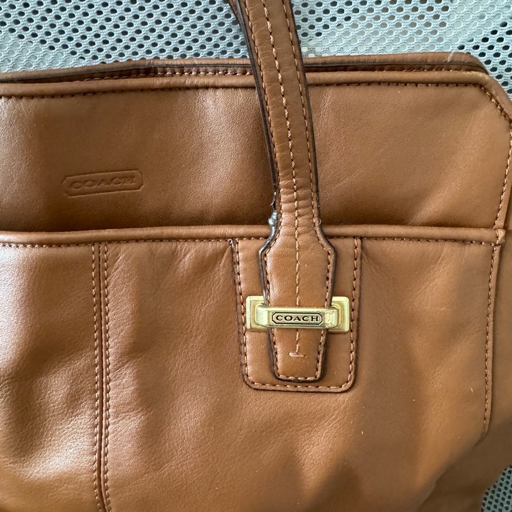 Coach Taylor Leather Alexis Carryall Brass/Saddle - Picture 3 of 3